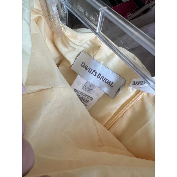 David's bridal Canary yellow long chiffon dress size 4 - Picture 8 of 8